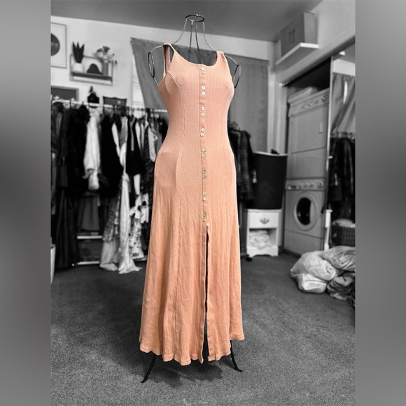 Vintage 90s salmon button up dress, small - Picture 7 of 12